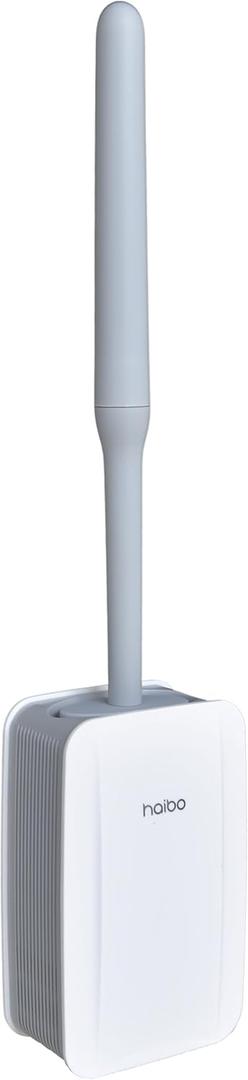 Removable Toilet Brush Set, Soft and Medium Bristles for Cleaning Hygienic Corners, Comes with Suction Cup Seamless Hooks, Grey