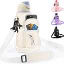 Water Bottle Carrier Bag with Strap for Owala FreeSip 24/32oz with Detachable Phone Pocket for Owala Accessories 24/32oz Water Bottle Sleeve for Walking Camping Gym