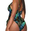 Viottiset Women's Ruched Plus Size One Piece Swimsuit Tummy Control High Cut Cheeky Bathing Suit Turquoise 3XL