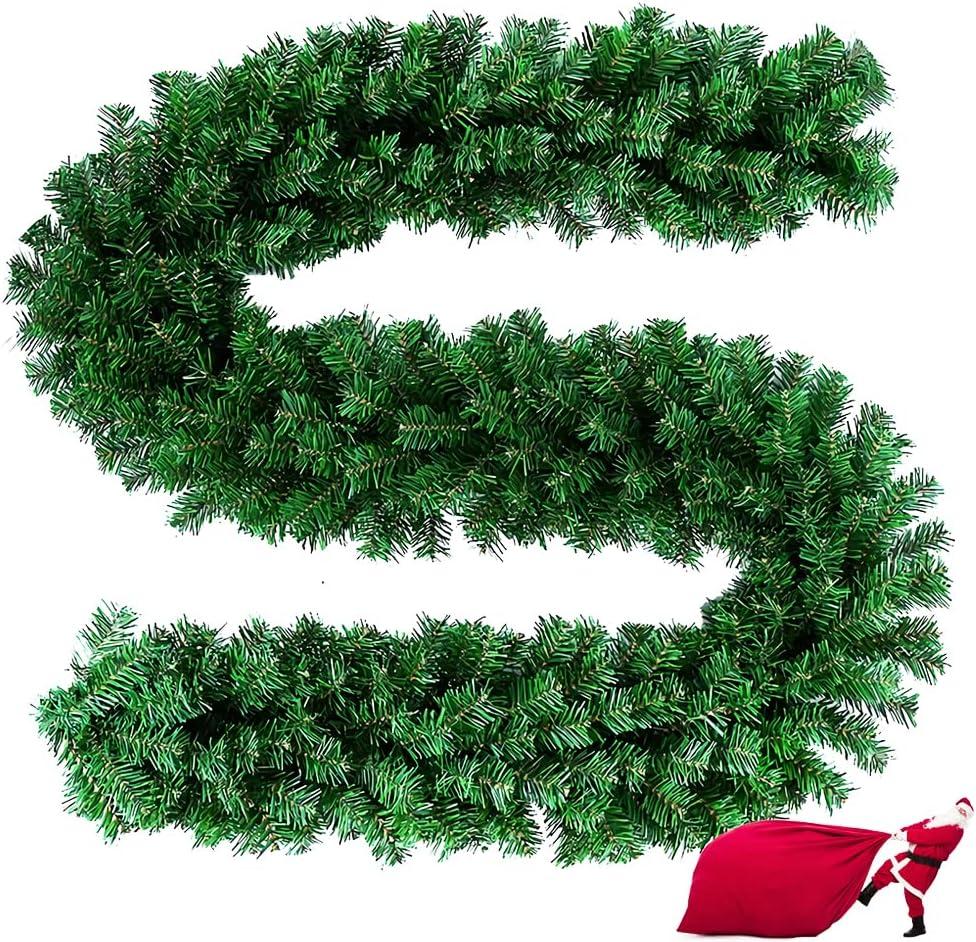 9 Feet Christmas Garland 220 Branches Xmas Artificial Decorations for Doors Stairs Fireplace