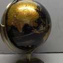 Iron & Glory World Globe - Rotating Black & Gold Desk Globe - Vintage Map - Educational World Atlas - Home Office Accessories & Living Room - Gloss Finish & Brushed Metal - Desktop Decor 24cm