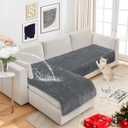 NAISI Couch Covers for Dogs Waterproof Flannel Striped Sofa Cover Pet Friendly Washable Dog Mat for Couch Anti Slip Sectional Sofa Slipcover Protector(2pcs/35"x63"+35"x70",Dark Grey)