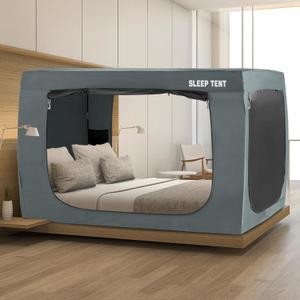 YAVIL Bed Canopy Dream Tents for Indoor Privacy Space  Blackout, Breathable, Warm  Kids & Adults (Light Gray, Mattress Not Included)  Reducing Light