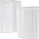 LAMPWELL KETTE Clip-on Pleated Fabric Lamp Shades for for Table Chandelier Wall Lamp,Set of 2,Small Drum,5.4"5.4"H5.2",TC fabric,Handmade,Modern Trendy Decorative,ONLY FOR CANDLE BULB,White
