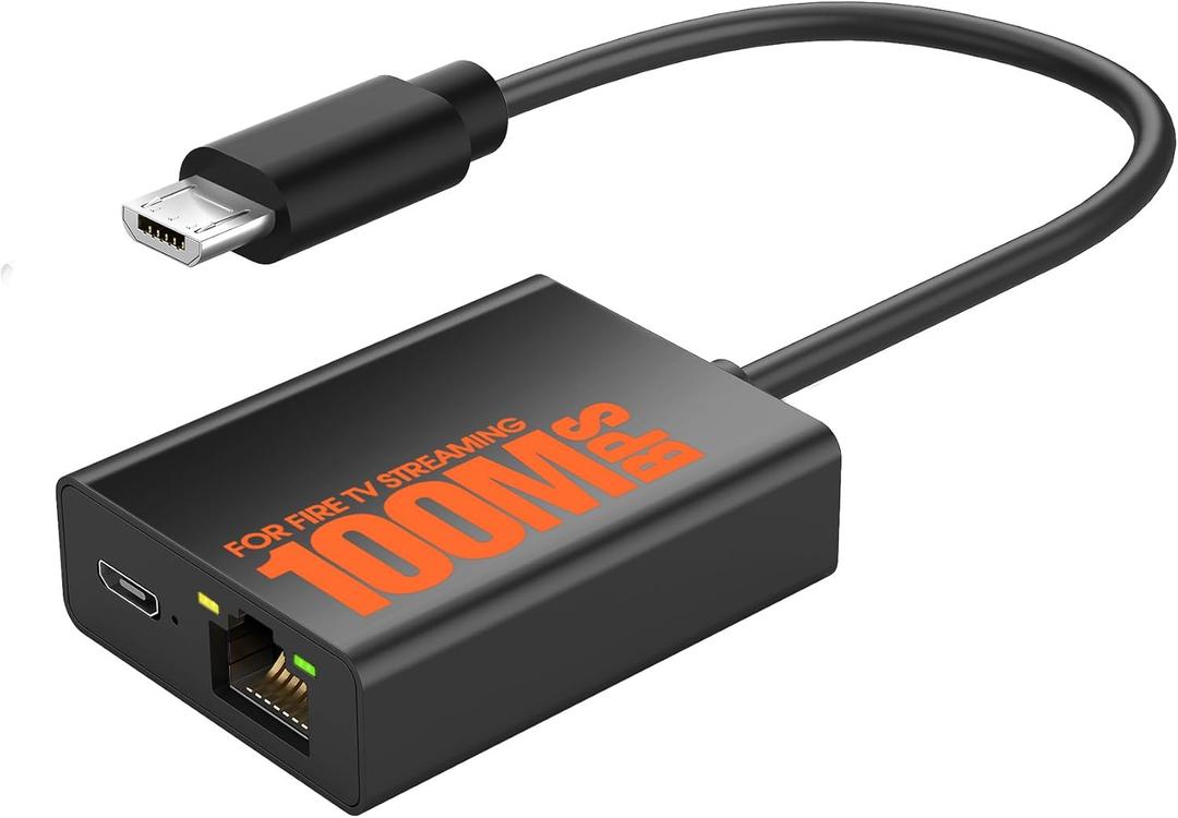 Fire Stick Ethernet Adapter, Micro USB to RJ45 Ethernet Adapter for Fire TV Stick Compatible with 4K Fire Stick, Amazon Streaming TV Devices and Google Home Mini (Adhesive Tape Included)