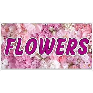 Tudomro 2x4 ft Flowers Banner Sign Fabric Polyester Sign Flowers Board Outdoor Advertising Banner for Business
