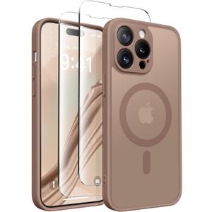 CAPRARO Magnetic for iPhone 14 Pro Max Case, [Compatible with MagSafe] [Full Camera Protection] Shockproof Protective Slim Translucent Matte Phone Case for iPhone 14 Pro Max 6.7'', Brown