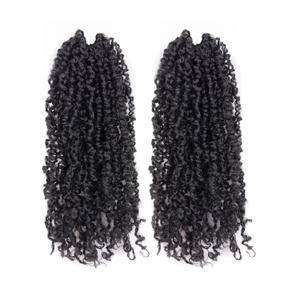 GIX Yanky Twist Crochet Hair - 8 Inch 2 Packs (60 Strands) Natural Black Pre-twisted Fluffy Spring Mini Twist Short Bob Passion Twist, Pre-Looped Crochet Braids Braiding Hair (8 Inch, 1B-2P)