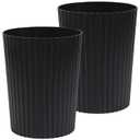 JiatuA Small Trash Can Plastic Wastebasket Round Garbage Container Bin for Bathroom, Kitchen, Bedroom, Home Office, College Dorm, Black 2 Pack (1.8 Gallons, 2 Pack)