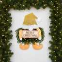 Knitgrip Christmas Lighted Wreath Gnome Xmas Gnome Door Wreath Artificial Santa Xmas Hanging Sign for Door Window Wall Decorations Farmhouse Christmas Home Decor(Gold)