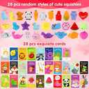 Squishy Toys, 28 Pack Squishies and Cards Party Favors for Kids 4-8 8-12 Treasure Box Classroom Prizes Mochi Squishy Cat Fidget Toys Stress Relief Goodie Bags Easter Basket Stuffers Birthday Gifts