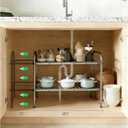 Under Sink Organizers and Storage2 Tier Expandable Under Cabinet Organizer Shelf for Under Kitchen Bathroom Sink Organizers and Storage