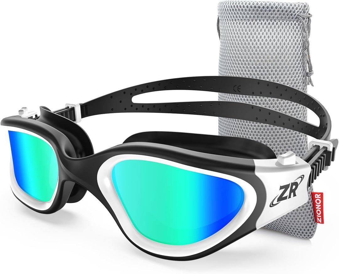 ZIONOR Swim Goggles, Upgraded G1 Polarized Swimming Goggles Anti-fog for Adult Men Women A0 (Polarized + Mirror Gold)