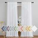 NICETOWN Semi Sheer White Curtains 84 inch Long, Rod Pocket & Back Tab Sheer Linen Curtains & Drapes Balance Privacy & Light Panels for Bedroom/Living Room, W52 x L84, 2 Panels