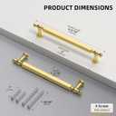 Goldenwarm 25 Pack 5 Inch Gold Cabinet Handles Brushed Gold Cabinet Pulls Brushed Brass Drawer Pulls Zinc Alloy Drawer Handles for Bathroom Cupboard Bedroom, 128mm Hole Centers