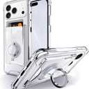 Shields Up Designed for iPhone 17 Pro Max Case, Minimalist Wallet Case with Card Holder (3 Cards) & Ring Stand/Kickstand, [Drop Protection] Slim Protective Cover for iPhone 17 Pro Max (6.9 inch) Clear