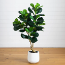 4' Artificial Lush Fiddle Leaf Tree in Decorative White Planter
