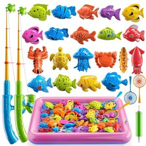 TEMI Fishing Toy for Kids 3-8 Years Old, Bath Toy for Child, Magnetic Fishing Pole for Toddlers, Summer Water Toys for Boys and Girls, Outdoor and Indoor Toys, Gifts for Birthday and Holidays