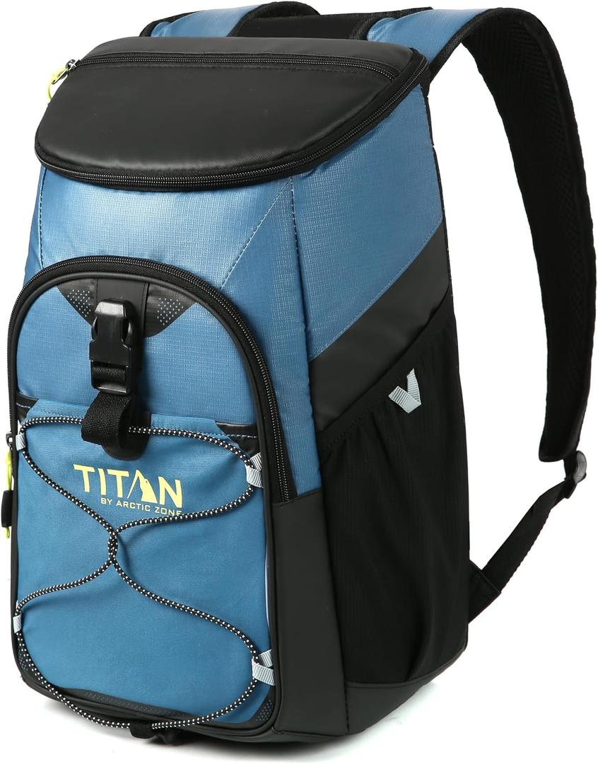 Titan by Arctic Zone Backpack Cooler, Insulated Soft Sided Bag with Leak Proof Lining and Padded Straps, for Lunch, Picnic, and Travel, 24 Can Capacity