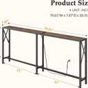 Gewudraw 70 in Skinny Sofa Table Behind Couch, Console Table with Oulets & USB Ports for Hallway, Entryway,Living Room, Bedroom, Rustic Brown
