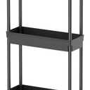 Sooyee 3 Tier Rolling Cart with Wheels,Slim Storage Cart,Narrow Storage Cabinet,Under Desk Storage,Rolling Utility Cart Storage Organizer for Office Bathroom Kitchen Laundry Room Narrow Places, Black