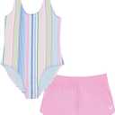 Roxy Girls' One-Piece Swimsuit with UPF 50+ Sun Protection, Quick Drying Bathing Suit (14, Lilac Salty Stripe)