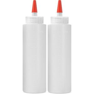 Homestead Choice 2-pack Plastic Squeeze Bottles for Sauces - 16oz Condiment Squeeze Bottles for Liquids - BPA Free Squirt Bottle with Cap - Ketchup, Syrup, Oil, Dressings, Honey & Arts and Crafts