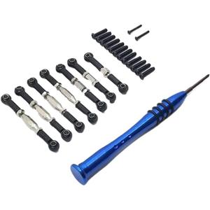 Compatible Metal Linkage Servo Pull Steering Tie Rod Set Compatible with 144002 144001 124016 124017 124018 124019 RC Cars(Black)