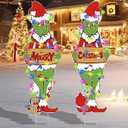 Large Grinch Christmas Outdoor Decorations with Metal Stakes Merry Christmas Yard Signs for Xmas Party Supplies, Lawn, Garden Yard Decor