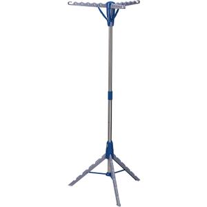 Household Essentials 5009-1 Collapsible Portable Indoor Tripod Clothes Drying Rack for Hanging Laundry | Silver and Blue Medium