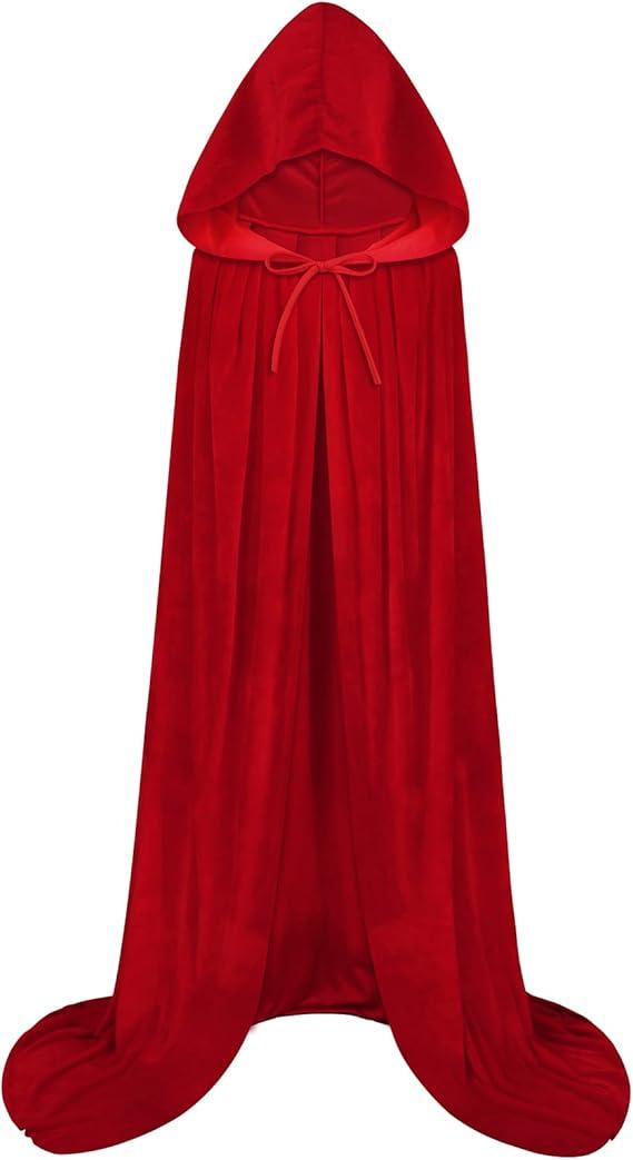 Sarfel Hooded Cloak Velvet Cape with Hood Halloween Capes Women Witch Costume Vampire Cloak Wizard Robe Men Cosplay Costume, Medium