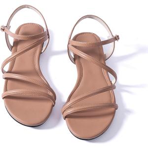 Mtzyoa Women Flat Sandals Dressy Strappy Gladiator Summer Ankle Strap Nude Open Toe Comfortable Wedding Casual Leather Ladies Party Trendy Vacation 9