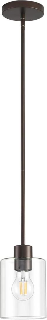 Oil Rubbed Bronze Pendant Lights Kitchen Island - Clear Glass Pendant Light Fixture Multiple Stems Rods 3 Units 12 Inch 3 Units 4 Inch (1 Pack Oil Rubbed Bronze Downrod)