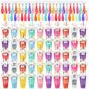 Tioncy 50 Sets Employee Appreciation Cups 24oz Plastic Thank You Tumblers with Lids Straws Keychains Cards Staff Bulk Thank You Gifts for Teacher Nurses Graduation Gifts(Novel)