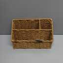 U Brands Woven All-in-1 Desk Organizer, Rattan-Inspired Wicker Style Office Organization Supplies, 1 Count, Brown