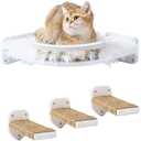 COOLEX Cat Wall Shelves, Cat Shelves and Perches for Wall, Cat Wall Furniture, Corner Cat Shelf with 3 Steps Scratch Post, Cat Bed Hammock with Plush Covered, Climbing Shelf for Indoor Cats (White)