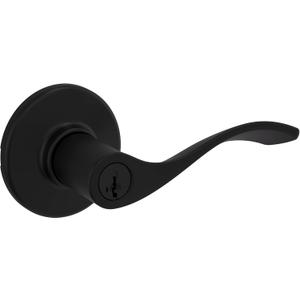 Kwikset Balboa Entry Door Handle with Lock and Key, Secure Keyed Reversible Lever Exterior, Doorlock, For Front Entrance and Bedrooms, Matte Black, Pick Resistant Smartkey Rekey Security