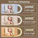 Vanity Mirror with Lights 23.6''x20.5'' Makeup Mirror with Lights Lighted Up Mirror with Dimmable Bulbs,3 Color Lighting Modes,USB Charging Port Touch Control Design Gifts for Women Gold