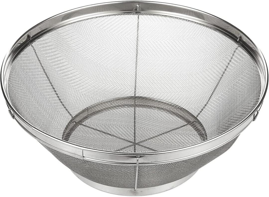 Juvale Stainless Steel Fine Mesh Strainer - Durable Rust-Resistant Mesh Colander - Ergonomic Handle Rice Colander - Ultra-Fine Flour Sifter - Dishwasher Safe with Stable Design - 11 in x 4 in, Silver