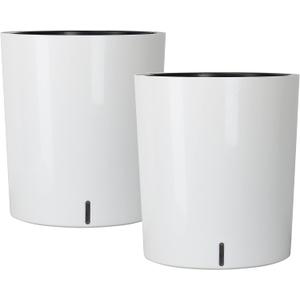 SAROSORA Large Round Self Watering Planter Pot 12.5'' 2-Pack for Home Garden Patio Tall Tree(White 2-Pack)