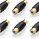 VCE 6-Pack Gold Plated RCA Female to RCA Female Coupler,Compatible with Phono,Speaker,RCA Cable,Amplifier