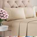 Queen Size 4 Piece Sheet Set - Comfy Breathable & Cooling Bed Sheets Set - Hotel Luxury Bedding for Women, Men, Kids, Teens, Boys & Girls - Deep Pockets, Ultra-Soft, Wrinkle Free - Oeko-Tex - Cream