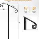 Handrail Railing, In-Ground Single Post Handrail, Wrought Iron Stair Handrail Grab Rail for Steps Porch, Long Post Fits 1 or 2 Steps, Black