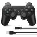 Powerextra PS-3 Controller Wireless High Performance Gaming Controller with Upgraded Joystick for PS-3(Black)