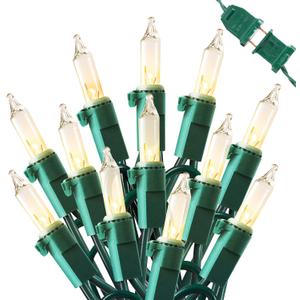 Hopolon 2 Pack 13ft 50 Clear Mini Christmas String Lights on Green Wire Cord for Indoor Outdoor Use, Connectable 120V Clear Tree Lights for Wedding, Bedroom, Porch Decor(Warm White)