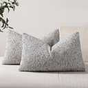 DEZENE Striped Throw Pillow Covers 12x20 Set of 2 Blue Textured Boucle Chic Morden Boho Accent Farmhouse Rectangular Lumbar Decorative Couch Pillow Covers for Home Decor Bed Sofa Living Room