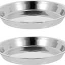 Hemoton 2Pcs Stainless Steel Steaming Tray and Hot Dish Plate 10 Inch Cold Noodle Making Tools Steamed Rice Tray Chinese Liangpi Steamer Pan Round Cake Pan Dishwasher Safe