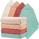 Preboun 4 Pcs Muslin Hooded Baby Towels,32"x 32" Cotton Newborn Bath Towel Muslin Infant Baby Blankets Absorbent Unisex Newborn Registry Gift for Girls Boys(Warm Colors)