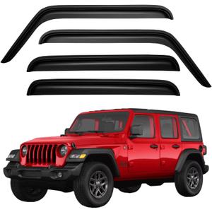 Window Visors Rain Guards Shield for 2007-2018 Jeep Wrangler, Out-Channel Window Vent Wind Deflectors Visors Shades for 07-18 Wrangler JK
