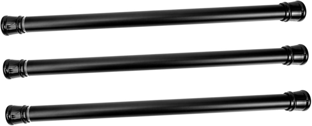 ABOOFAN Adjustable Black Wrap Around Curtain Rods 3-pack Room Divider Indoor Non-slip